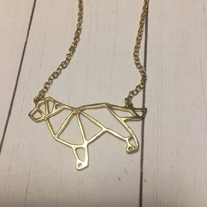 Corgi Origami Necklace Gold Plated